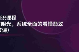 （11239期）翡翠知识课程，用宝石眼光，系统全面的看懂翡翠（22节课）