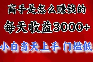 （11228期）高手是怎么赚钱的，一天收益3000+ 这是穷人逆风翻盘的一个项目，非常…