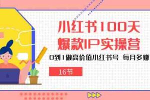 （10490期）小红书100天-爆款IP实操营，0到1做高价值小红书号 每月多赚3000+（16节）