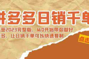 （8921期）拼多多日销千单训练营2023完整版，从0开始带你做好拼多多，让日销千单可…