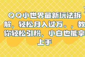 （6775期）QQ小世界最新玩法拆解，轻松月入过万。教你轻松引粉，小白也能拿上手