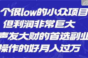 (6601期)一个很low的小众项目,但利润非常巨大,闷声发大财的首选副业,月入过万