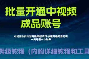 (6561期)外面收费1980暴力开通中视频计划教程,附 快速通过中视频伙伴计划的办法