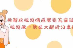 (6542期)拆解短视频情感号引流变现项目,视频版一条龙大解析分享给你