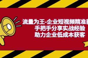 (6477期)流量为王-企业 短视频精准获客,手把手分享实战经验,助力企业低成本获客
