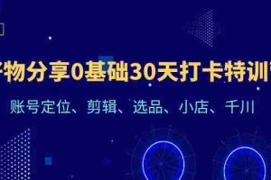 (6419期)好物分享0基础30天打卡特训营:账号定位、剪辑、选品、小店、千川