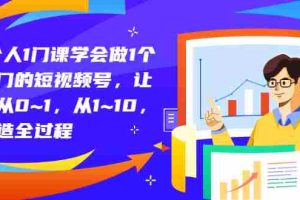 (2781期)1个人1门课学会做1个热门的短视频号,让你从0~1,从1~10,打造全过程