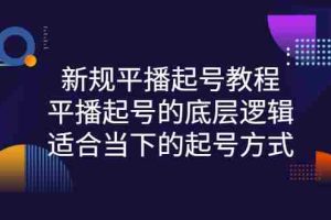 （2735期）新规平播起号教程：平播起号的底层逻辑，适合当下的起号方式