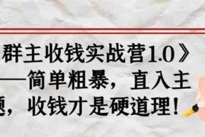 (1678期)《群主收钱实战营1.0》——简单粗暴,直入主题,直接收钱才是硬道理!