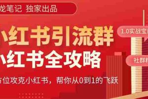 （5595期）【白龙笔记】价值980元的《小红书运营和引流课》，日引100高质量粉