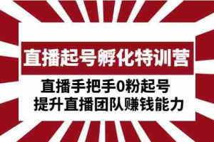 （4864期）直播起号孵化特训营：直播手把手0粉起号  提升直播团队赚钱能力