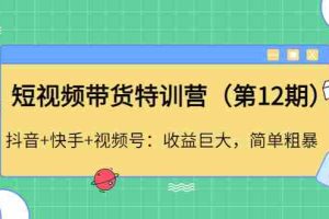 （4406期）短视频带货特训营（第12期）抖音+快手+视频号：收益巨大，简单粗暴！