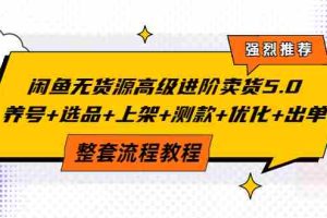 （3662期）闲鱼无货源高级进阶卖货5.0，养号+选品+上架+测款+优化+出单整套流程教程